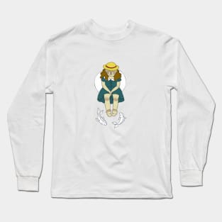 Girl at a fish pond Long Sleeve T-Shirt